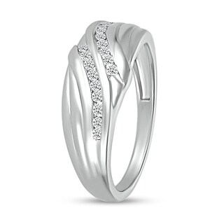 Men's 0.23 CT. T.W. Diamond Rolling Waves Ring in 10K White Gold