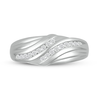 Men's 0.23 CT. T.W. Diamond Rolling Waves Ring in 10K White Gold