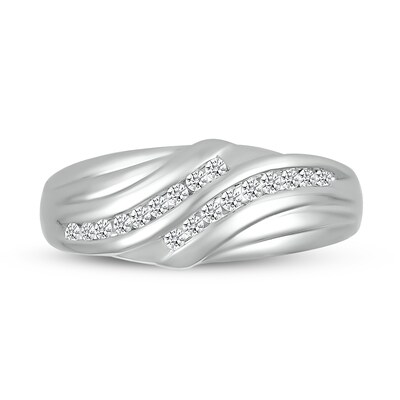 Men's 0.23 CT. T.W. Diamond Rolling Waves Ring in 10K White Gold