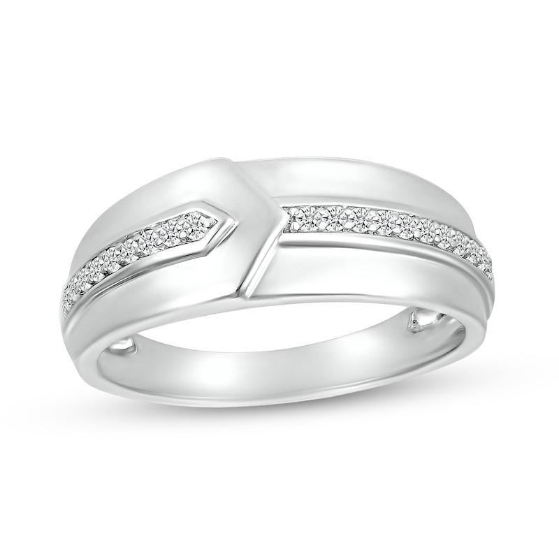 Men's 0.146 CT. T.W. Diamond Overlap Ring in 10K White Gold