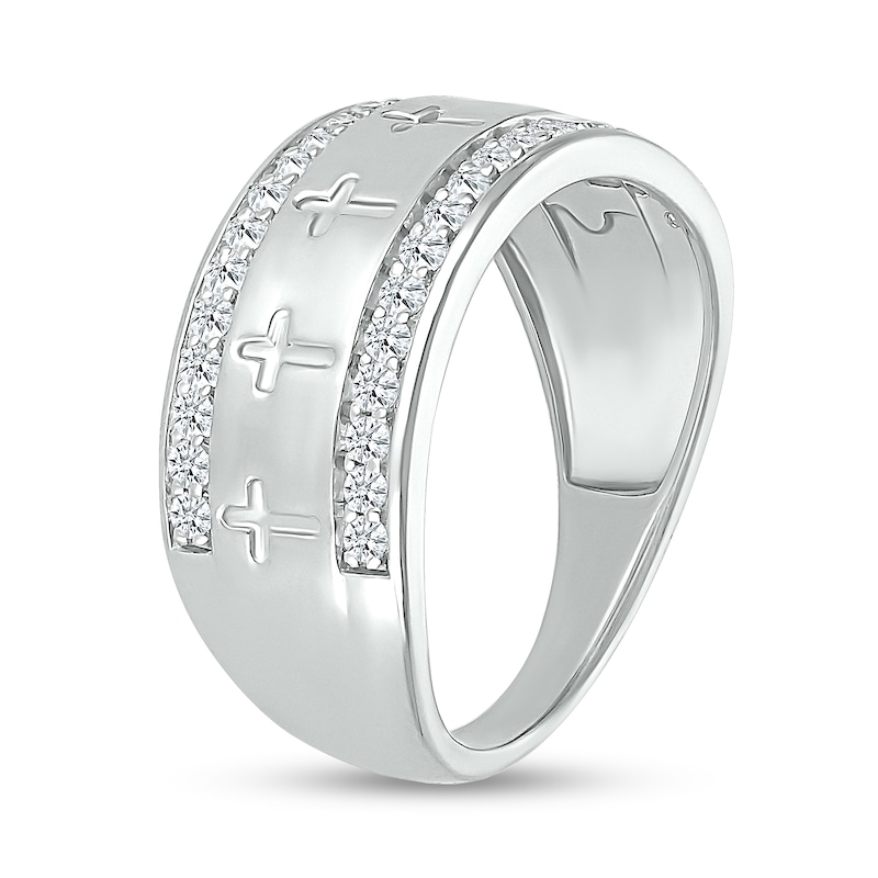 Men's 0.45 CT. T.W. Diamond Edge Cross Ring in 10K White Gold|Peoples Jewellers