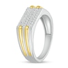 Men's 0.29 CT. T.W. Diamond Stepped Multi-Row Ring in 10K Two-Tone Gold