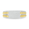 Men's 0.29 CT. T.W. Diamond Stepped Multi-Row Ring in 10K Two-Tone Gold