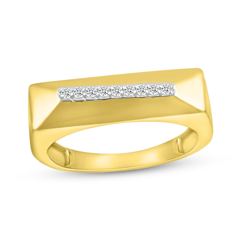 Men's 0.085 CT. T.W. Diamond Slanted Bar Ring in 10K Gold|Peoples Jewellers