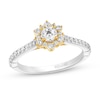 Enchanted Disney Jasmine 0.58 CT. T.W. Diamond Flower Engagement Ring in 14K Two-Tone Gold