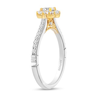 Enchanted Disney Jasmine 0.58 CT. T.W. Diamond Flower Engagement Ring in 14K Two-Tone Gold