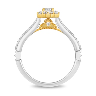 Enchanted Disney Jasmine 0.58 CT. T.W. Diamond Flower Engagement Ring in 14K Two-Tone Gold