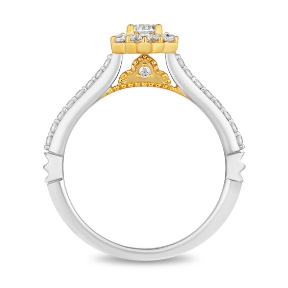 Enchanted Disney Jasmine 0.58 CT. T.W. Diamond Flower Engagement Ring in 14K Two-Tone Gold