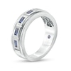 Vera Wang Love Collection Men’s Sideways Baguette-Cut Blue Sapphire Band in 14K White Gold