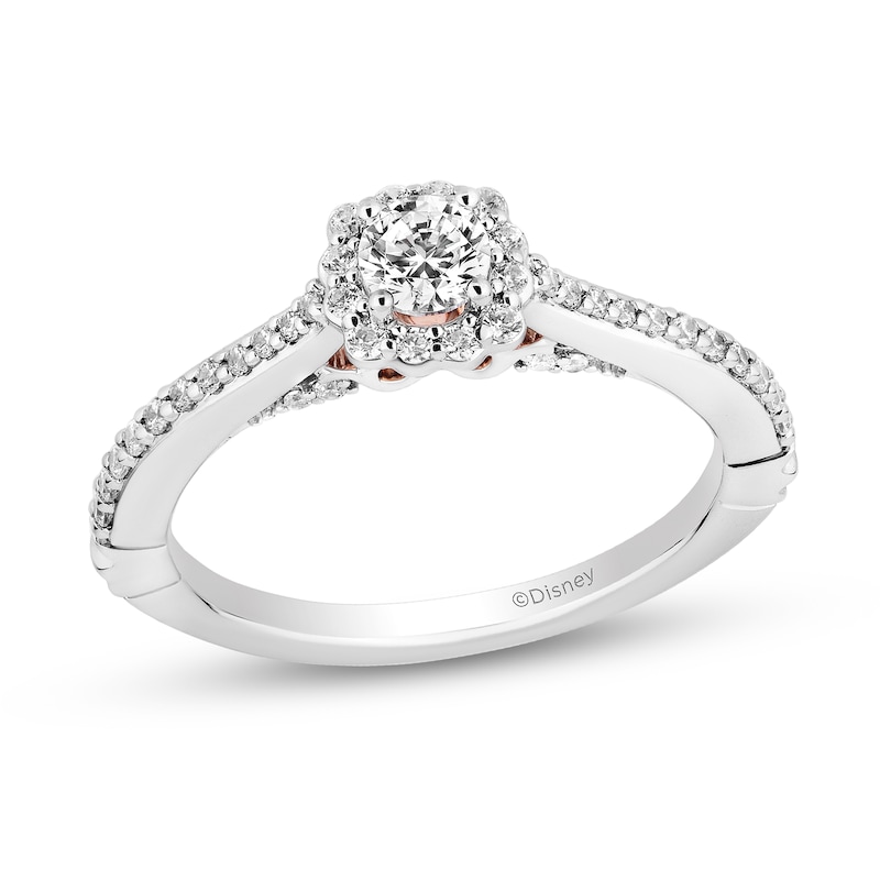 Enchanted Disney Ariel 0.45 CT. T.W. Diamond Flower Frame Engagement Ring in 14K White Gold|Peoples Jewellers
