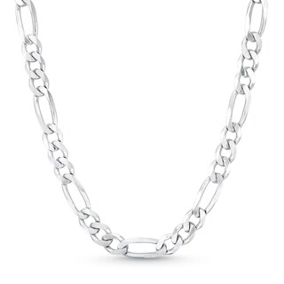 7.2mm Figaro Chain Necklace in Solid Sterling Silver  – 24”