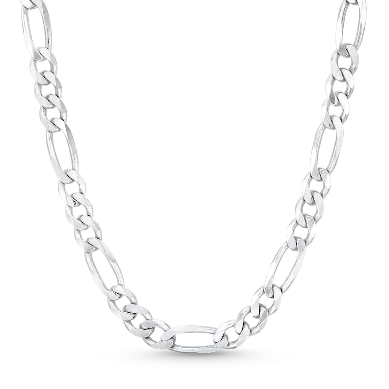 7.2mm Figaro Chain Necklace in Solid Sterling Silver  – 24”