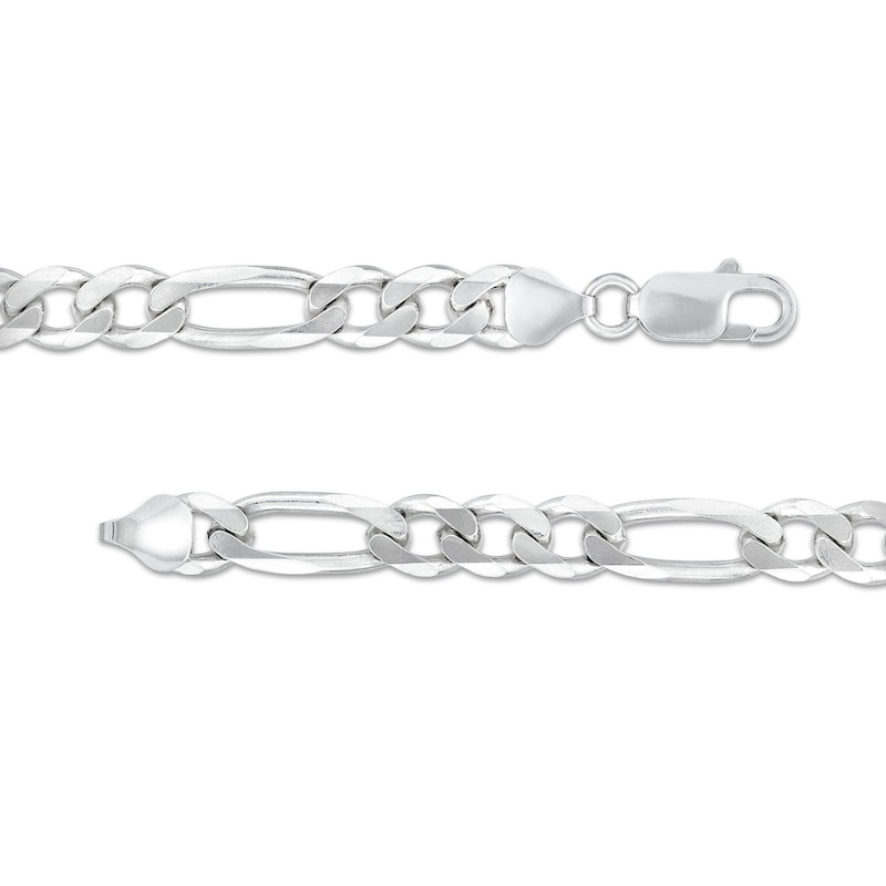 7.2mm Figaro Chain Necklace in Solid Sterling Silver  – 24”