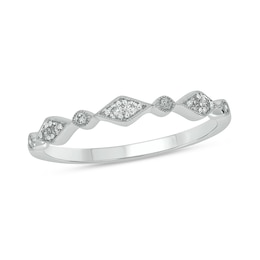 0.09 CT. T.W. Multi-Diamond Station Art Deco Stackable Band in 10K White Gold