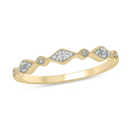 0.09 CT. T.W. Multi-Diamond Station Art Deco Stackable Band in 10K Gold