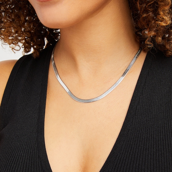 4.5mm Herringbone Chain Necklace in Solid Sterling Silver  - 18"