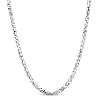 3.7mm Box Chain Necklace in Solid Sterling Silver  - 22"