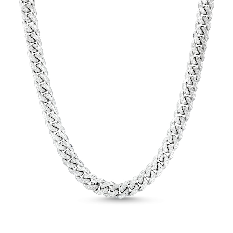 6.9mm Textured Cuban Curb Chain Necklace in Solid Sterling Silver  - 22"