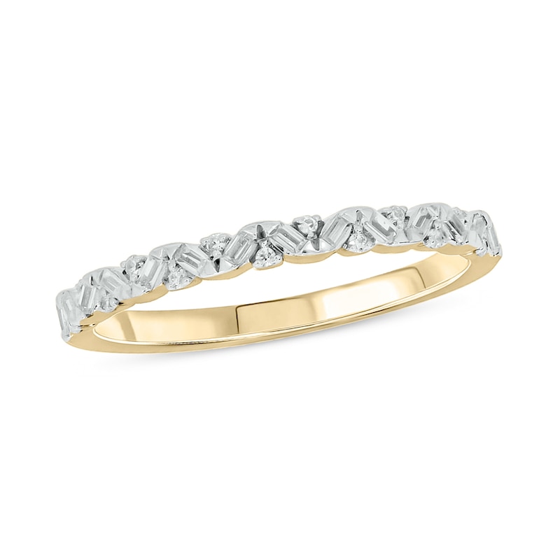 0.15 CT. T.W. Baguette and Round Diamond Zig-Zag Stackable Band in 10K Gold|Peoples Jewellers