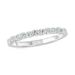 0.15 CT. T.W. Baguette and Round Diamond Zig-Zag Stackable Band in 10K White Gold