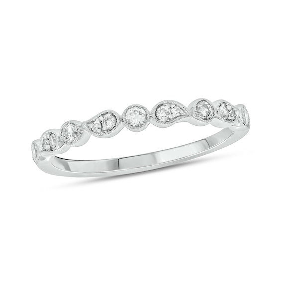 0.18 CT. T.W. Diamond Paisley Stackable Band in 10K White Gold