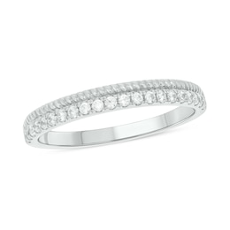 0.18 CT. T.W. Diamond Rope Edge Stackable Band in 10K White Gold