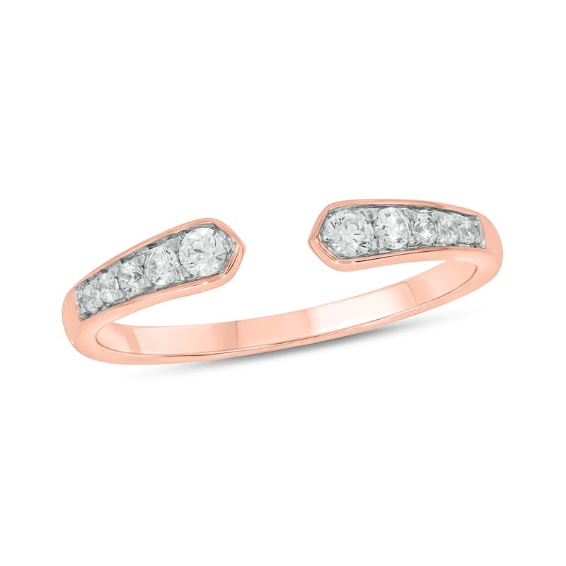 0.18 CT. T.W. Diamond Graduated Open Shank Stackable Band in 10K Rose Gold|Peoples Jewellers