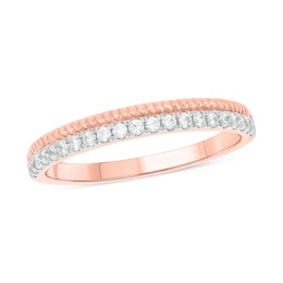 0.18 CT. T.W. Diamond Rope Edge Stackable Band in 10K Rose Gold