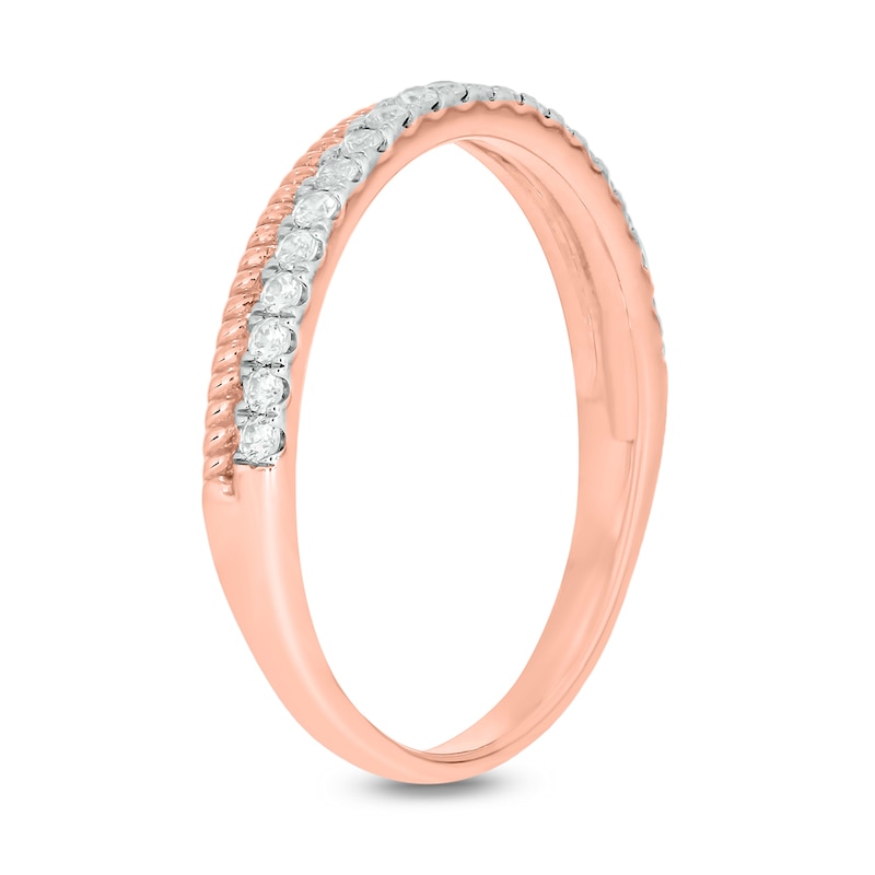 0.18 CT. T.W. Diamond Rope Edge Stackable Band in 10K Rose Gold|Peoples Jewellers