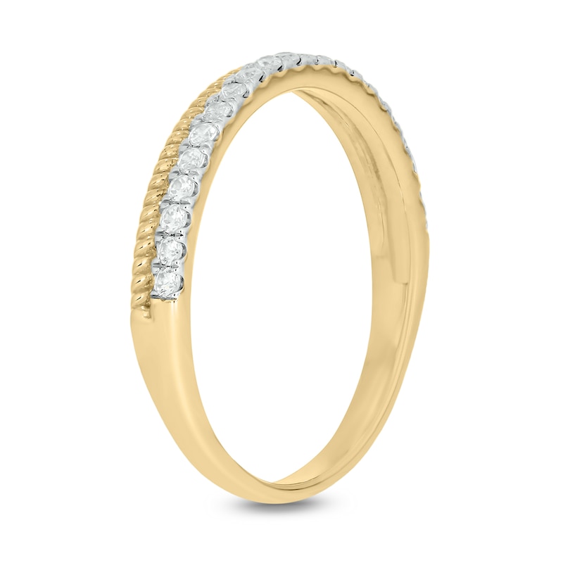 Main Image 2 of 0.18 CT. T.W. Diamond Rope Edge Stackable Band in 10K Gold