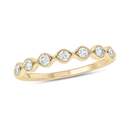 0.23 CT. T.W. Diamond Station Vintage-Style Stackable Band in 10K Gold