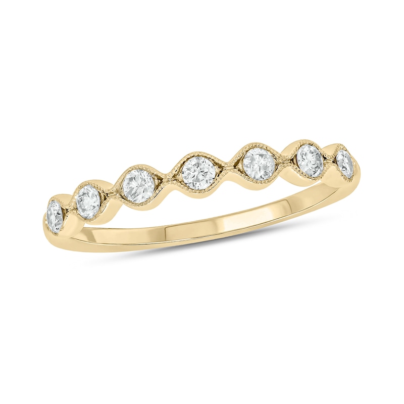 0.23 CT. T.W. Diamond Station Vintage-Style Stackable Band in 10K Gold
