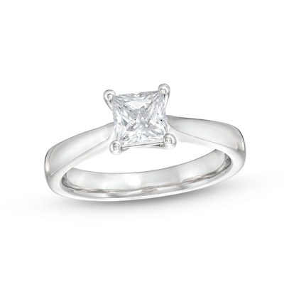 1.00 CT. Certified Princess-Cut Lab-Created Diamond Solitaire Engagement Ring in 18K White Gold (F/VS2)