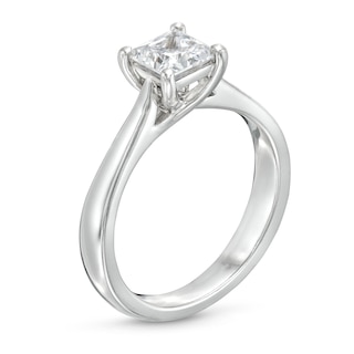 1.00 CT. Certified Princess-Cut Lab-Created Diamond Solitaire Engagement Ring in 18K White Gold (F/VS2)