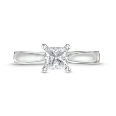 1.00 CT. Certified Princess-Cut Lab-Created Diamond Solitaire Engagement Ring in 18K White Gold (F/VS2)