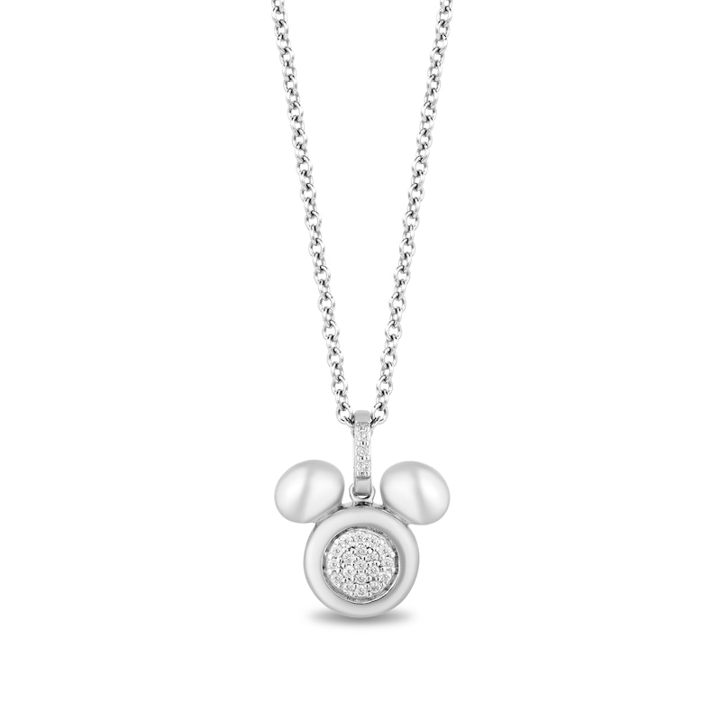 Disney Treasures Mickey Mouse 0.04 CT. T.W. Diamond Puffed Pendant in Sterling Silver|Peoples Jewellers