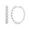 Thumbnail Image 0 of 0.95 CT. T.W. Cushion Multi-Diamond Seven Stone Oval Hoop Earrings in 10K White Gold