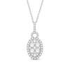 1.58 CT. T.W. Oval Multi-Diamond Doorknocker Pendant in 14K White Gold