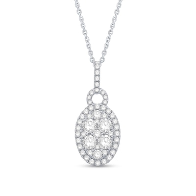 1.58 CT. T.W. Oval Multi-Diamond Doorknocker Pendant in 14K White Gold