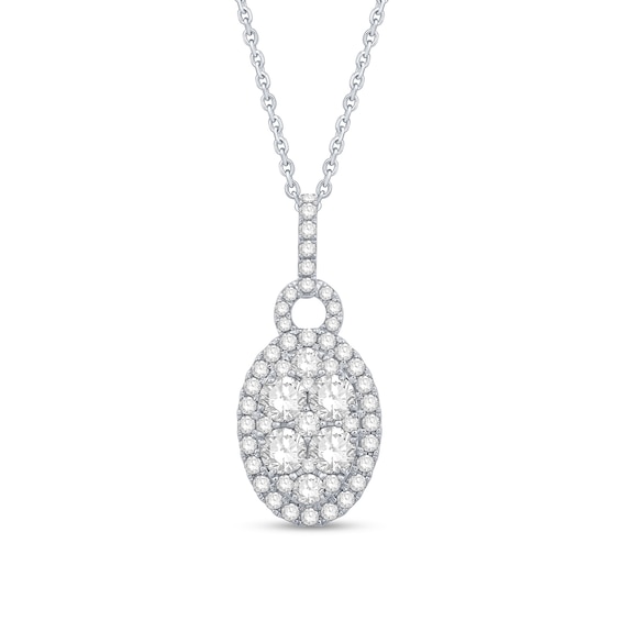 1.58 CT. T.W. Oval Multi-Diamond Doorknocker Pendant in 14K White Gold