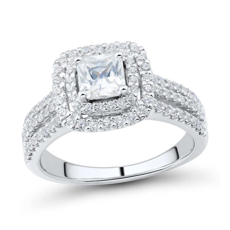 1.23 CT. T.W. Princess-Cut Diamond Frame Triple Row Engagement Ring in 14K White Gold (I/VS2)|Peoples Jewellers