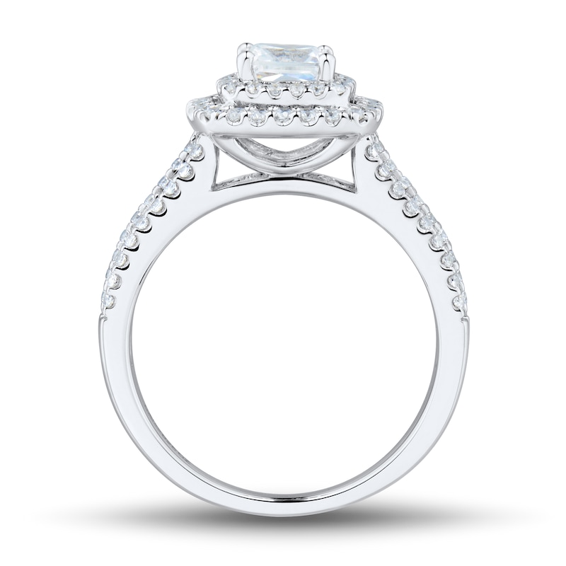 1.23 CT. T.W. Princess-Cut Diamond Frame Triple Row Engagement Ring in 14K White Gold (I/VS2)|Peoples Jewellers