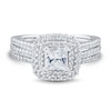 1.23 CT. T.W. Princess-Cut Diamond Frame Triple Row Engagement Ring in 14K White Gold (I/VS2)