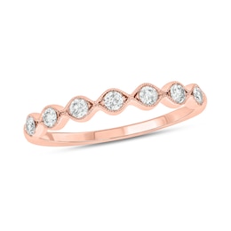 0.23 CT. T.W. Diamond Station Vintage-Style Stackable Band in 10K Rose Gold