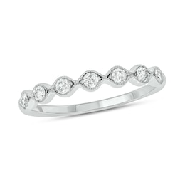 0.23 CT. T.W. Diamond Station Vintage-Style Stackable Band in 10K White Gold