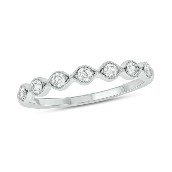 0.23 CT. T.W. Diamond Station Vintage-Style Stackable Band in 10K White Gold