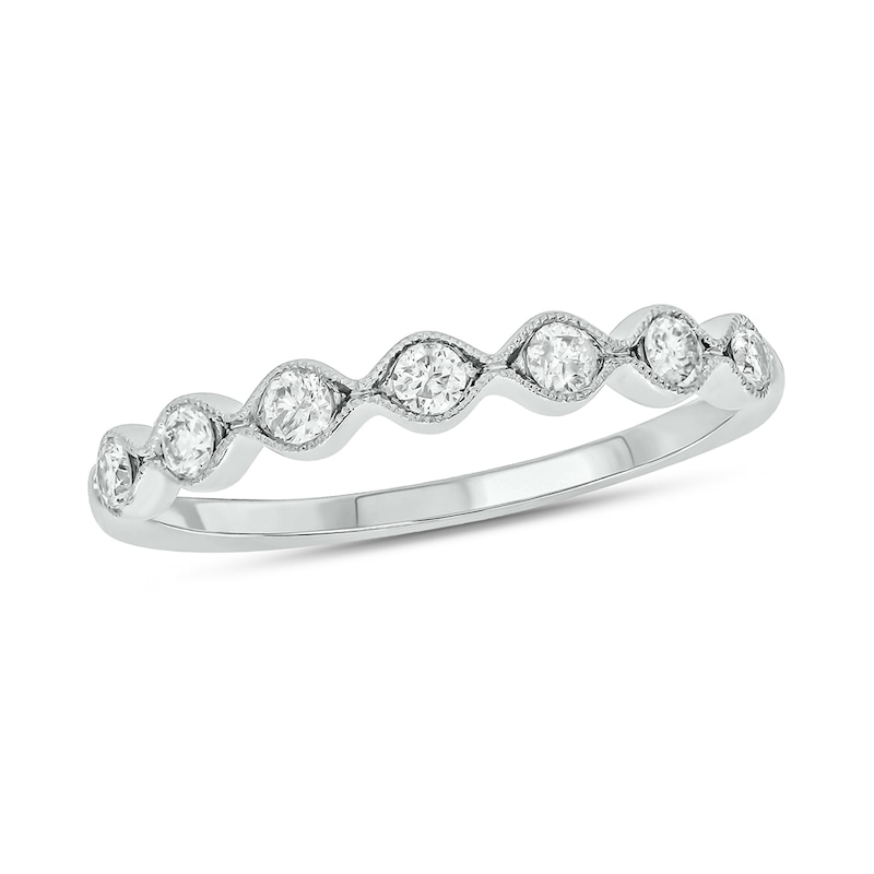 Main Image 1 of 0.23 CT. T.W. Diamond Station Vintage-Style Stackable Band in 10K White Gold