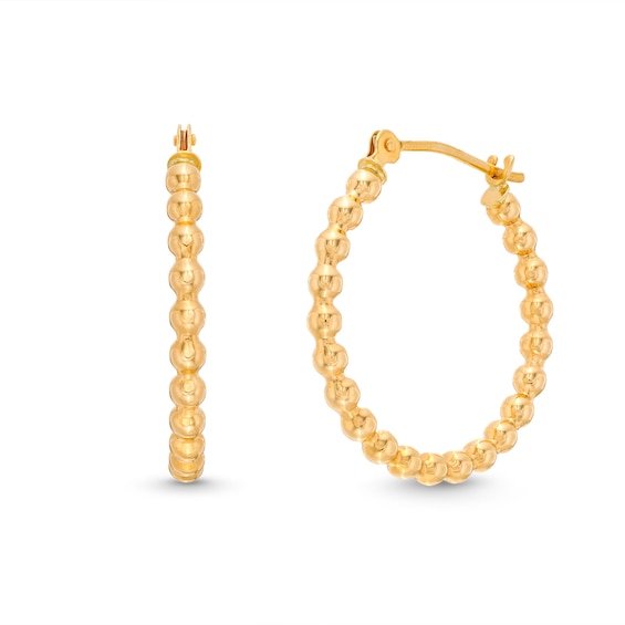 20.0mm Bead Hoop Earrings in Hollow 14K Gold