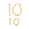 Thumbnail Image 0 of 12.0mm Twist Hoop Earrings and 17.8mm Tube Hoop Earrings Set in Hollow 10K Gold