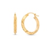 Thumbnail Image 0 of Diamond-Cut Stripes 20.0mm Tube Hoop Earrings in Hollow 14K Gold